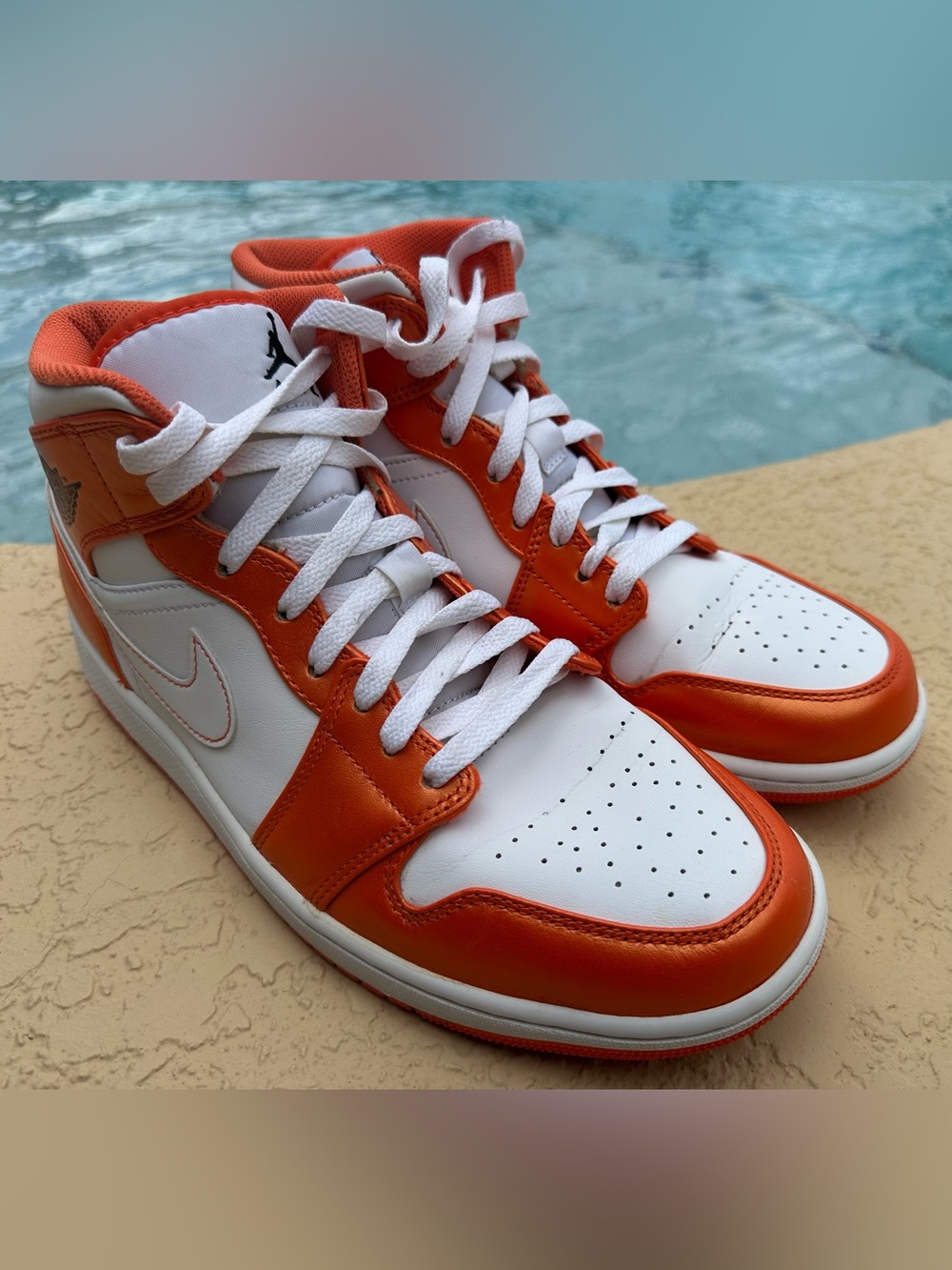 Nike Air Jordan 1 Mid SE Electro Orange White (DM3531-800) Sneakers Size 10 VGC